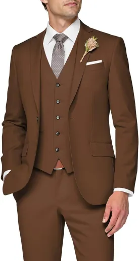 3 Piece Suit Men Slim Fit Wedding Suits for Mens Elegant One Button Jacket Single Breasted Vest Pants Set