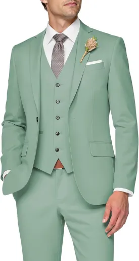 3 Piece Suit Men Slim Fit Wedding Suits for Mens Elegant One Button Jacket Single Breasted Vest Pants Set