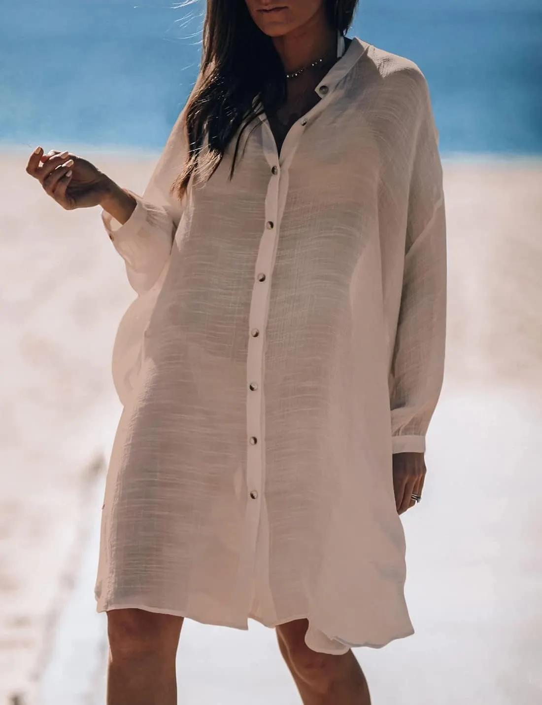 AILUNSNIKA Casual Swimsuit Cover Up for Women Loose Beach Bikini Dress