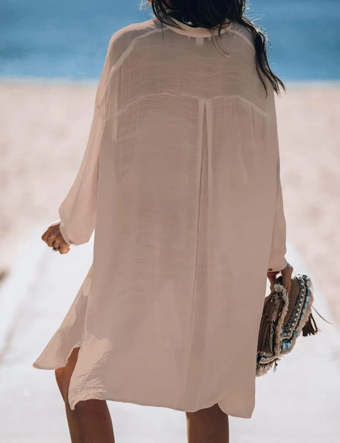 AILUNSNIKA Casual Swimsuit Cover Up for Women Loose Beach Bikini Dress