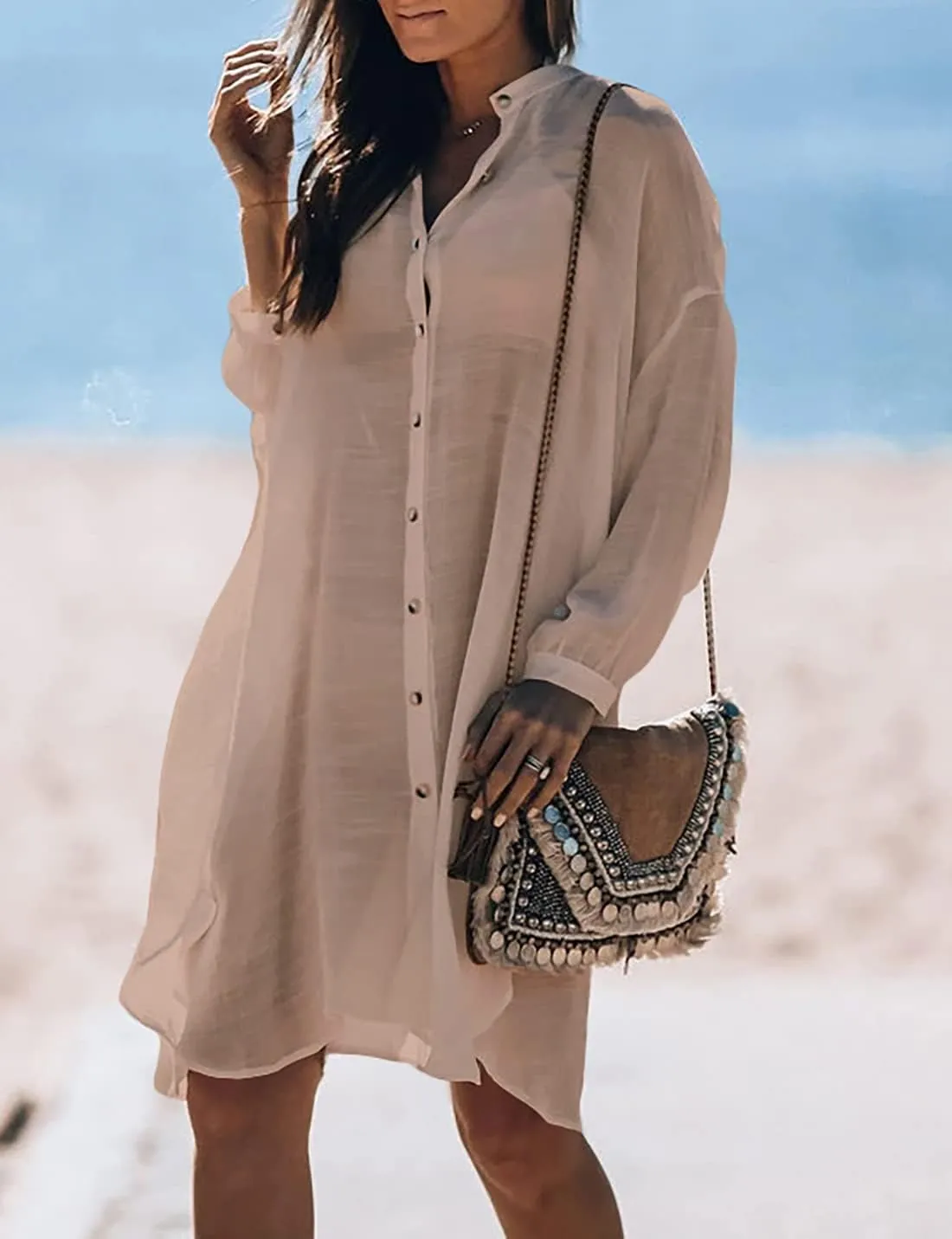 AILUNSNIKA Casual Swimsuit Cover Up for Women Loose Beach Bikini Dress
