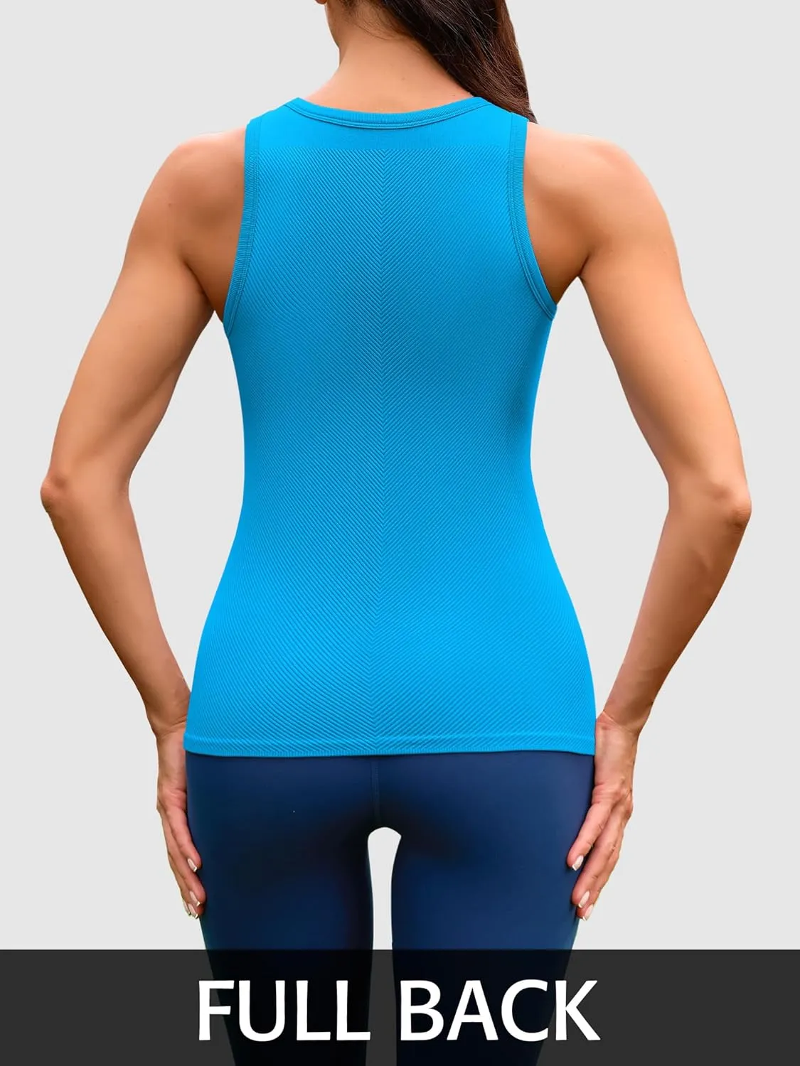 ATTRACO Workout Tank Tops for Women Seamless Full Length Gym Tops Athletic Yoga Top Built in Bra