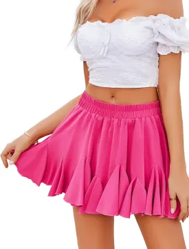 Avidlove Women's Pleated Skater Skirt Basic Casual High Waisted Ruffles Flared Mini Lingerie Skirts