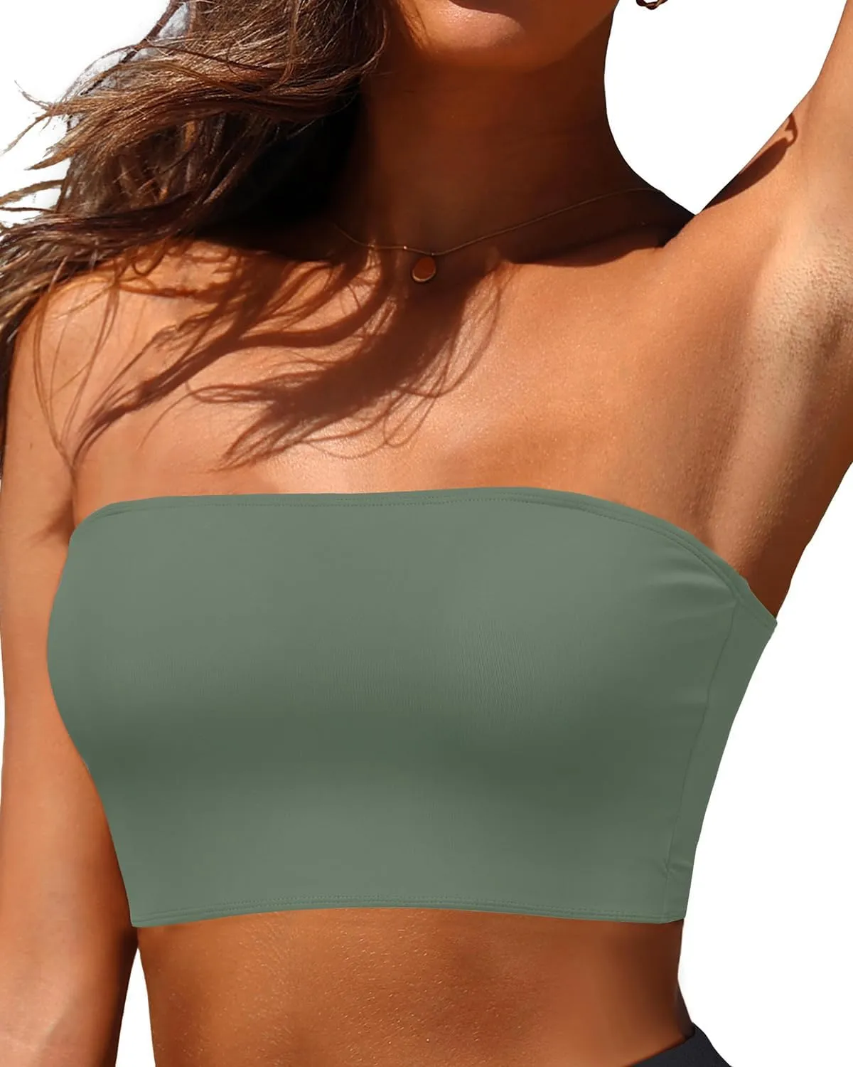 Bandeau Bikini Tops for Women - Strapless Swim Top Bathing Suit Tube Swimsuit Tops