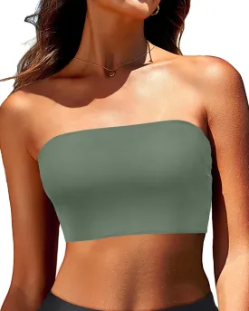 Bandeau Bikini Tops for Women - Strapless Swim Top Bathing Suit Tube Swimsuit Tops