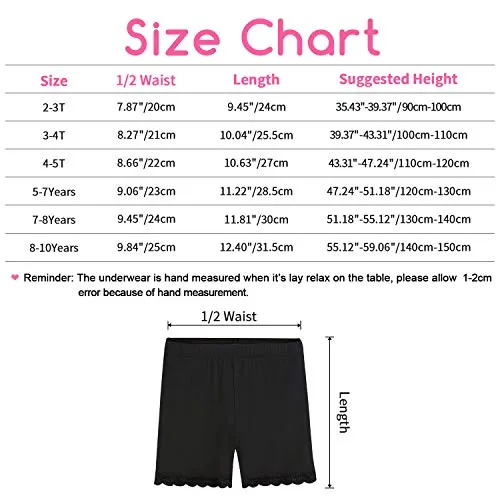 BOOPH Lace Bike Short Girls Dance Undershorts for 2-3T 6 Pack Black