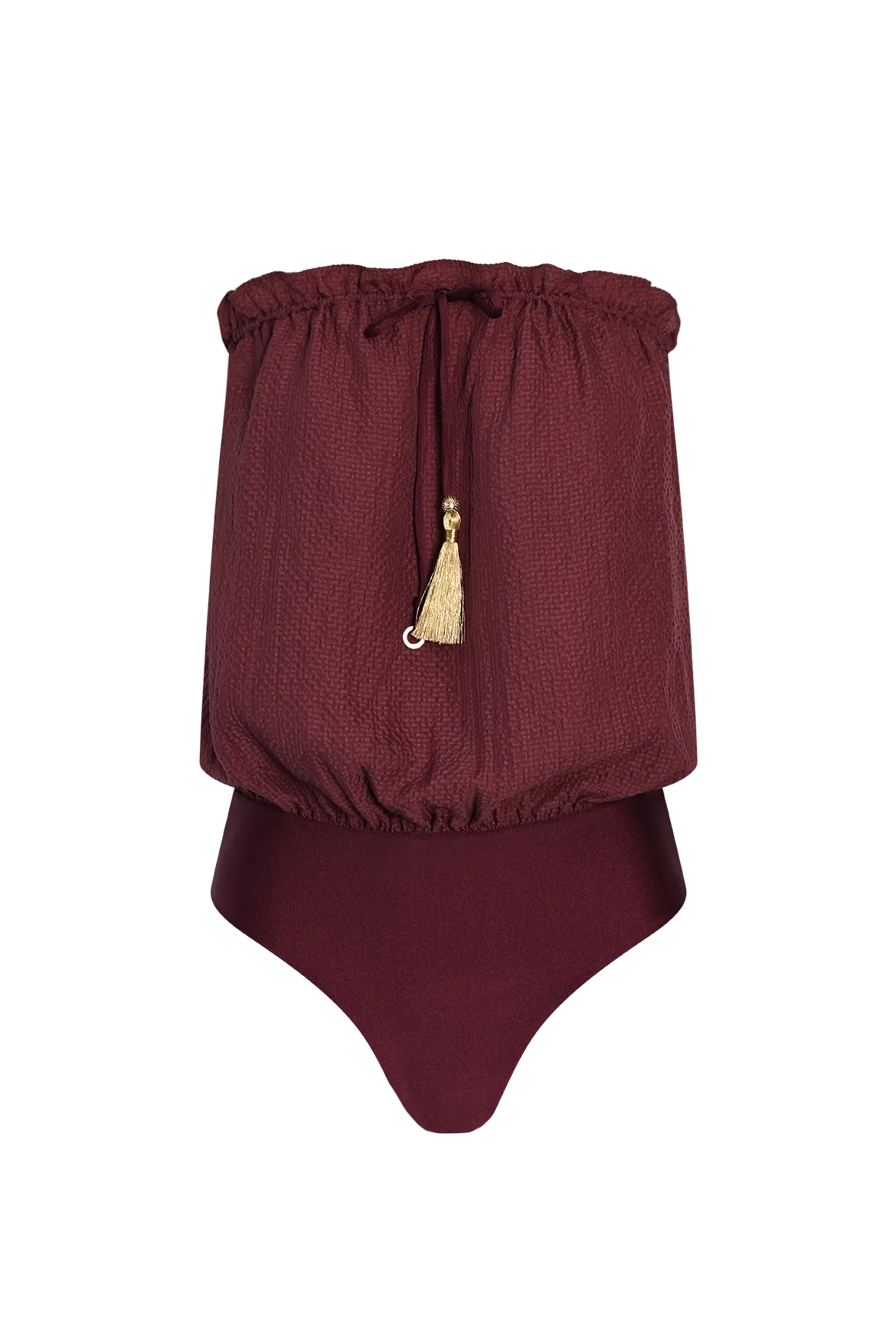 Bordeaux Bandeau Silk Swimsuit