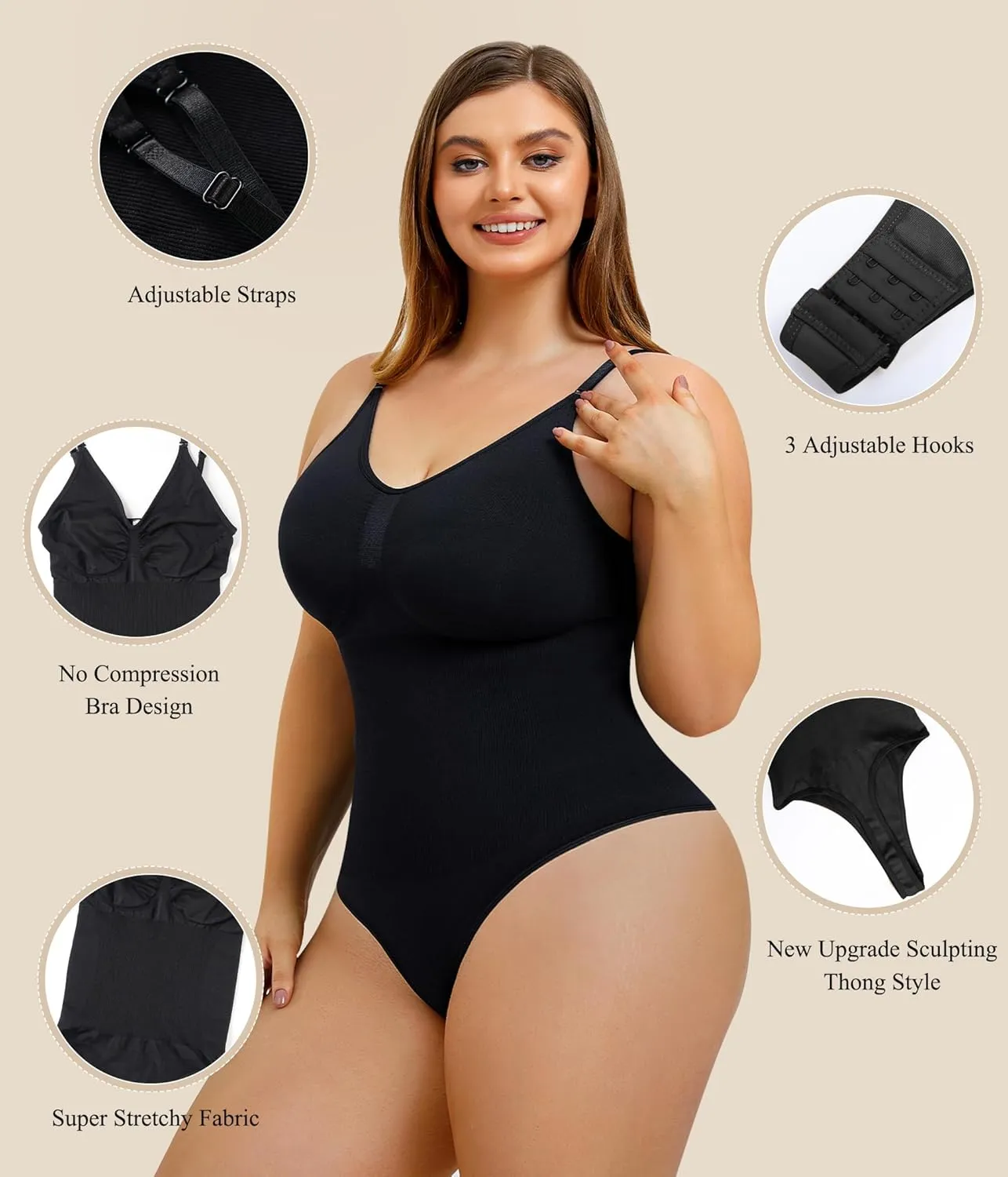 BRABIC Bodysuit for Women Seamless Tummy Control Shapewear Sleeveless Tank Tops Body Shaper