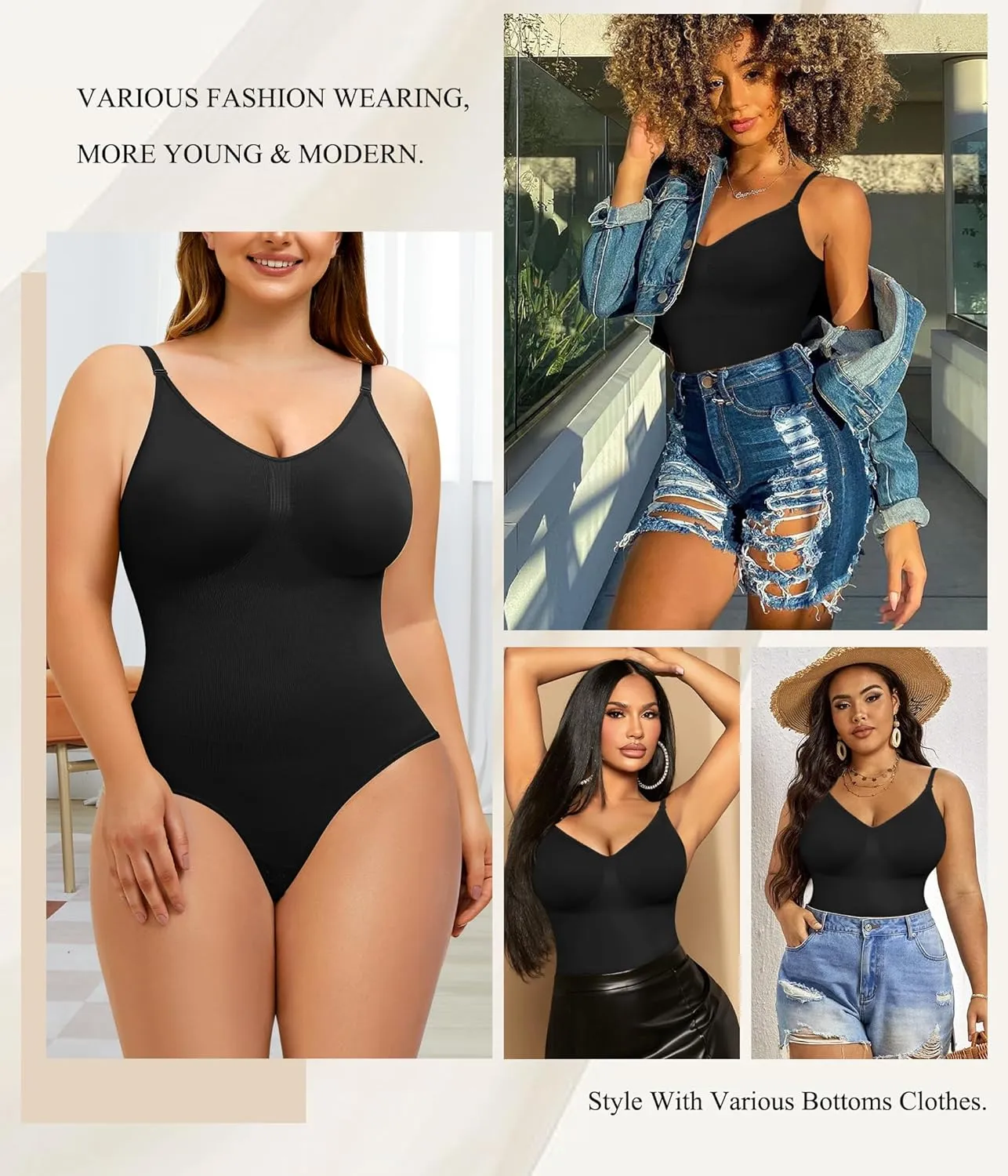 BRABIC Bodysuit for Women Seamless Tummy Control Shapewear Sleeveless Tank Tops Body Shaper