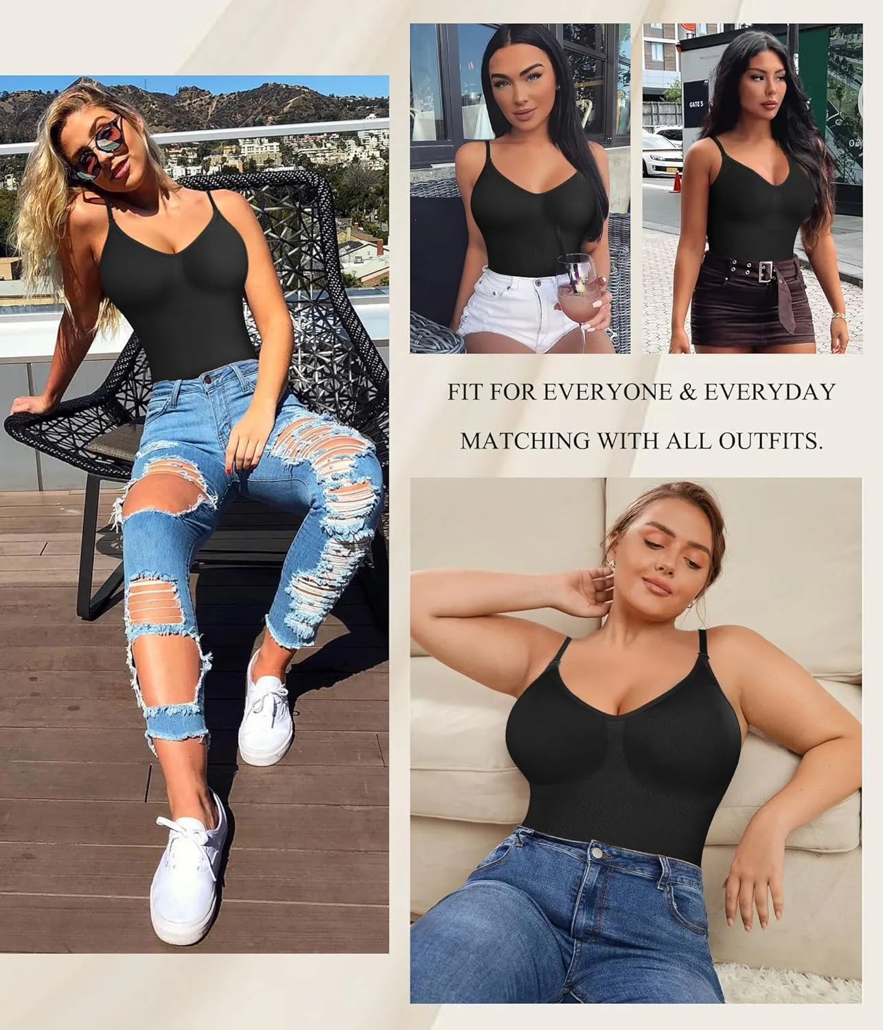BRABIC Bodysuit for Women Seamless Tummy Control Shapewear Sleeveless Tank Tops Body Shaper
