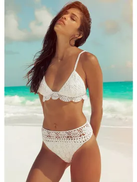 Crochet Filigree High-waisted Bikini Brazilian Bottom