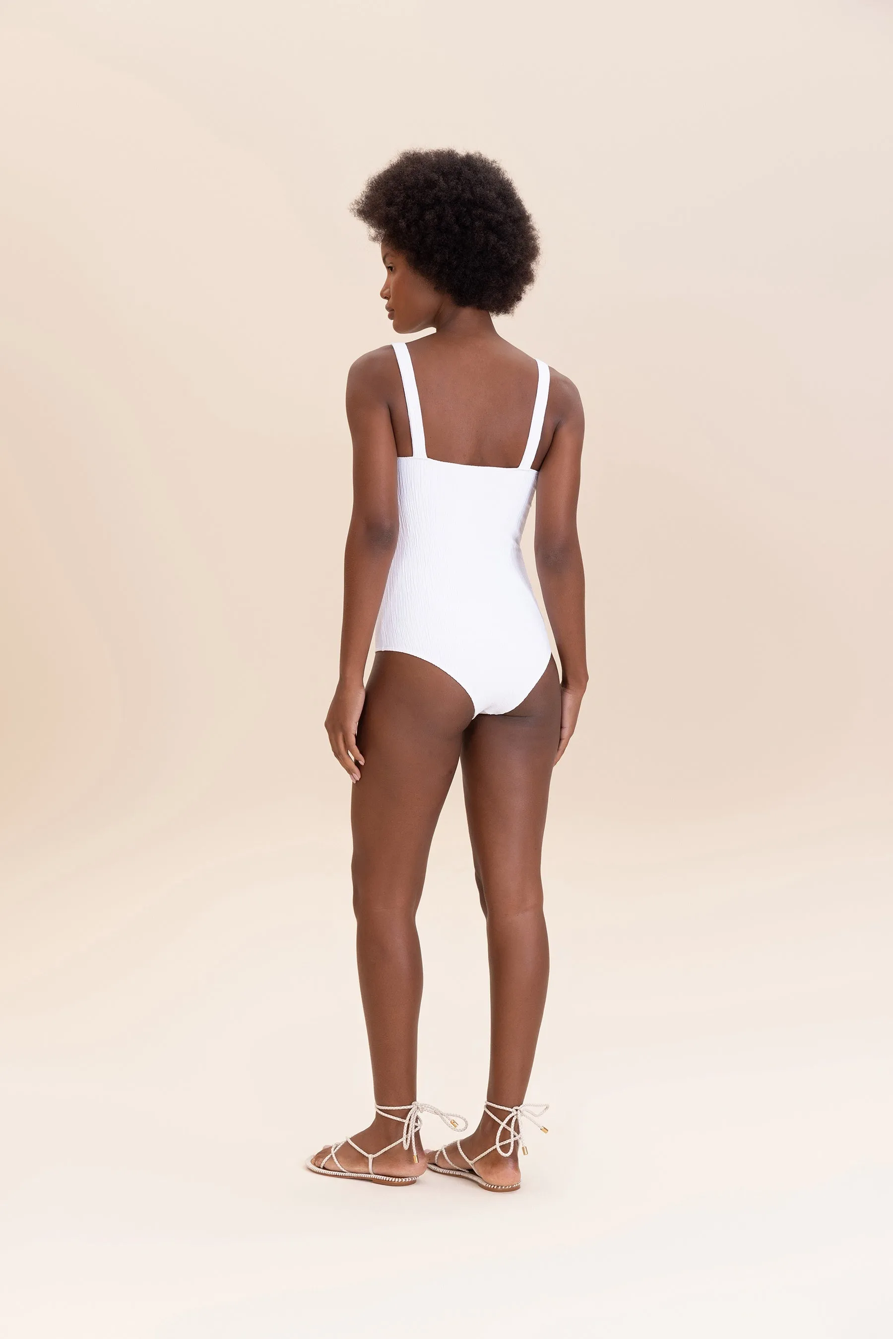 Curl V-Neck One-Piece Swimsuit