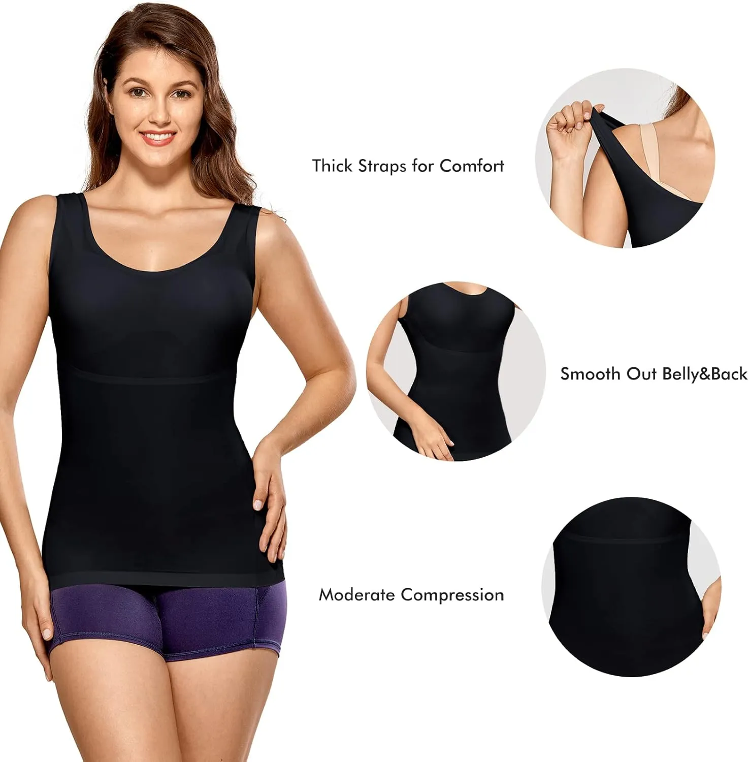 DELIMIRA Women's Shapewear Tummy Control Tank Tops Plus Size Seamless Camisole