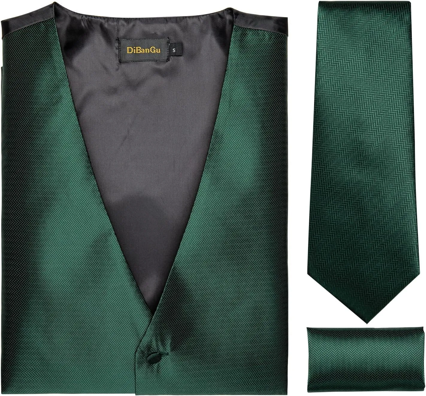 DiBanGu Mens Paisley Suit Waistcoat Silk Dress Vest and Necktie Pocket Square Cufflinks for Wedding Party