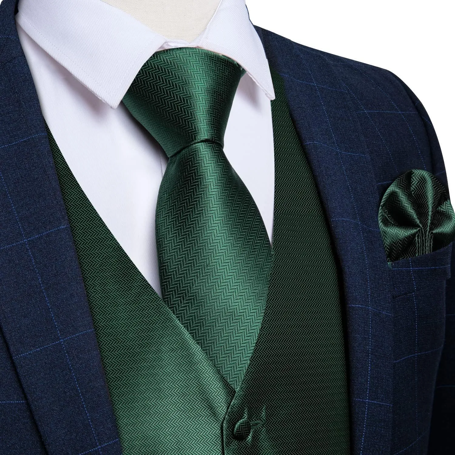 DiBanGu Mens Paisley Suit Waistcoat Silk Dress Vest and Necktie Pocket Square Cufflinks for Wedding Party