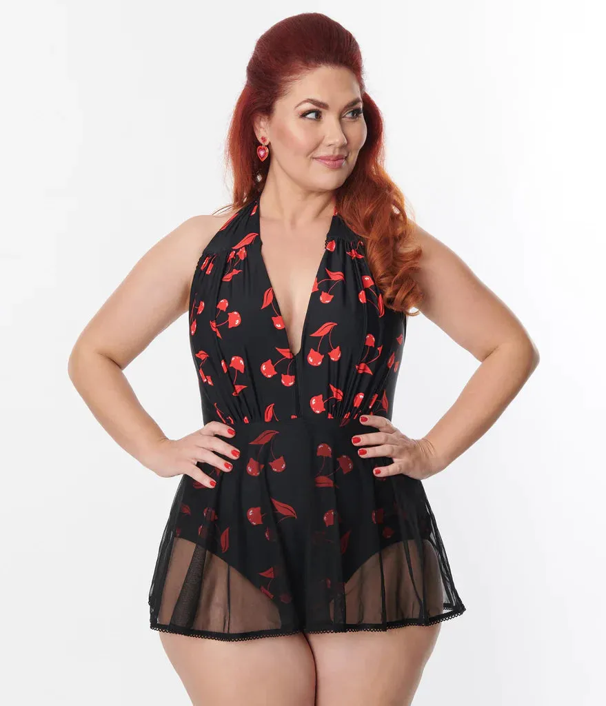 Emily The Strange Skirted Plunge One Piece By Unique Vintage - S-2X