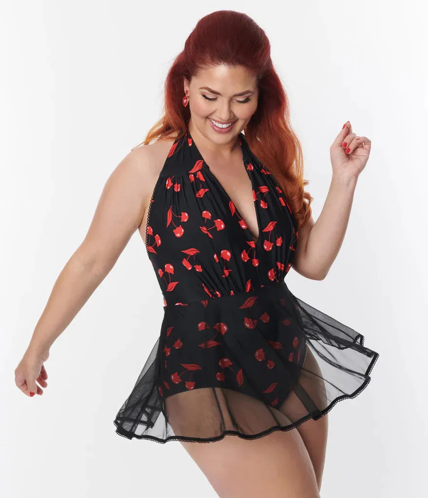 Emily The Strange Skirted Plunge One Piece By Unique Vintage - S-2X