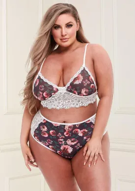 Floral & Lace High-Waisted Lingerie Set