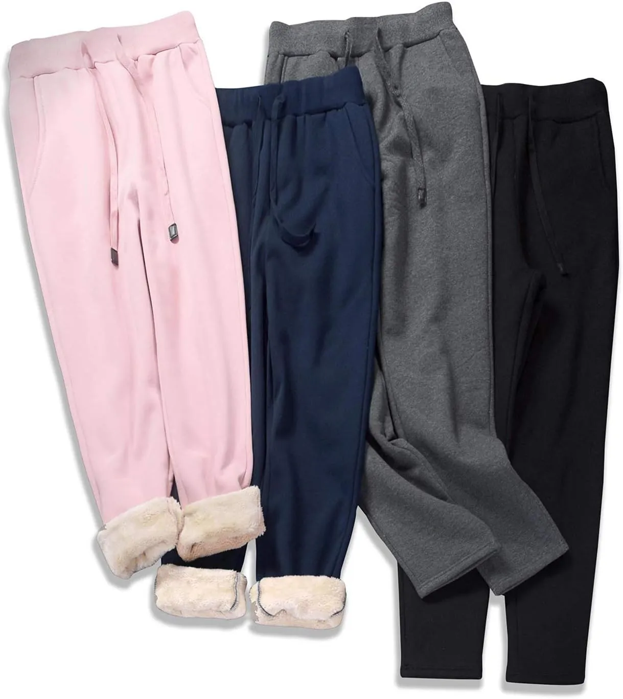 Flygo Womens Warm Fleece Pants Sherpa Lined Sweatpants Active Running Joggers Pants