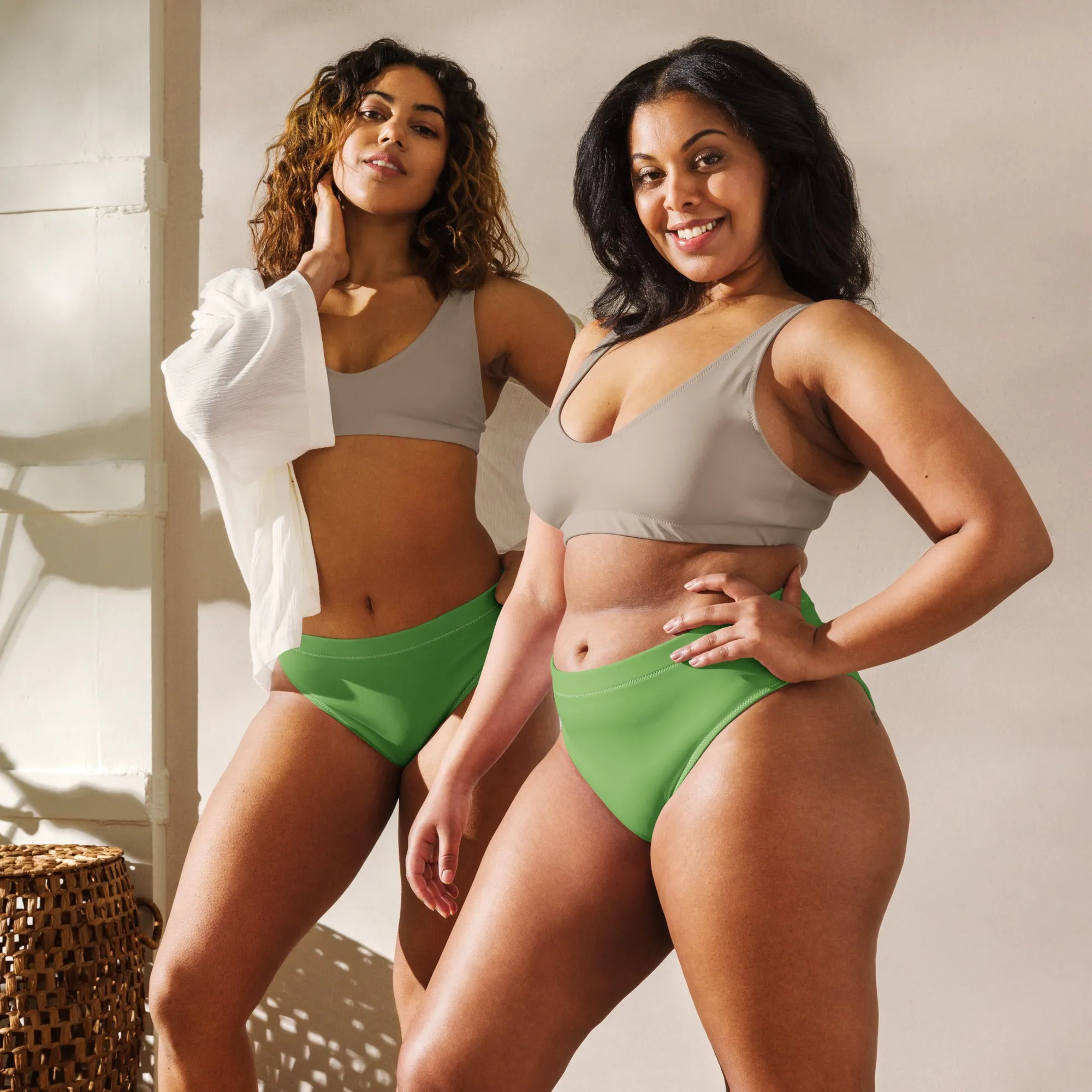 Green High Waisted Bikini Bottom (Glamourange Cheeky High Waisted Bikini Bottom With Colours)