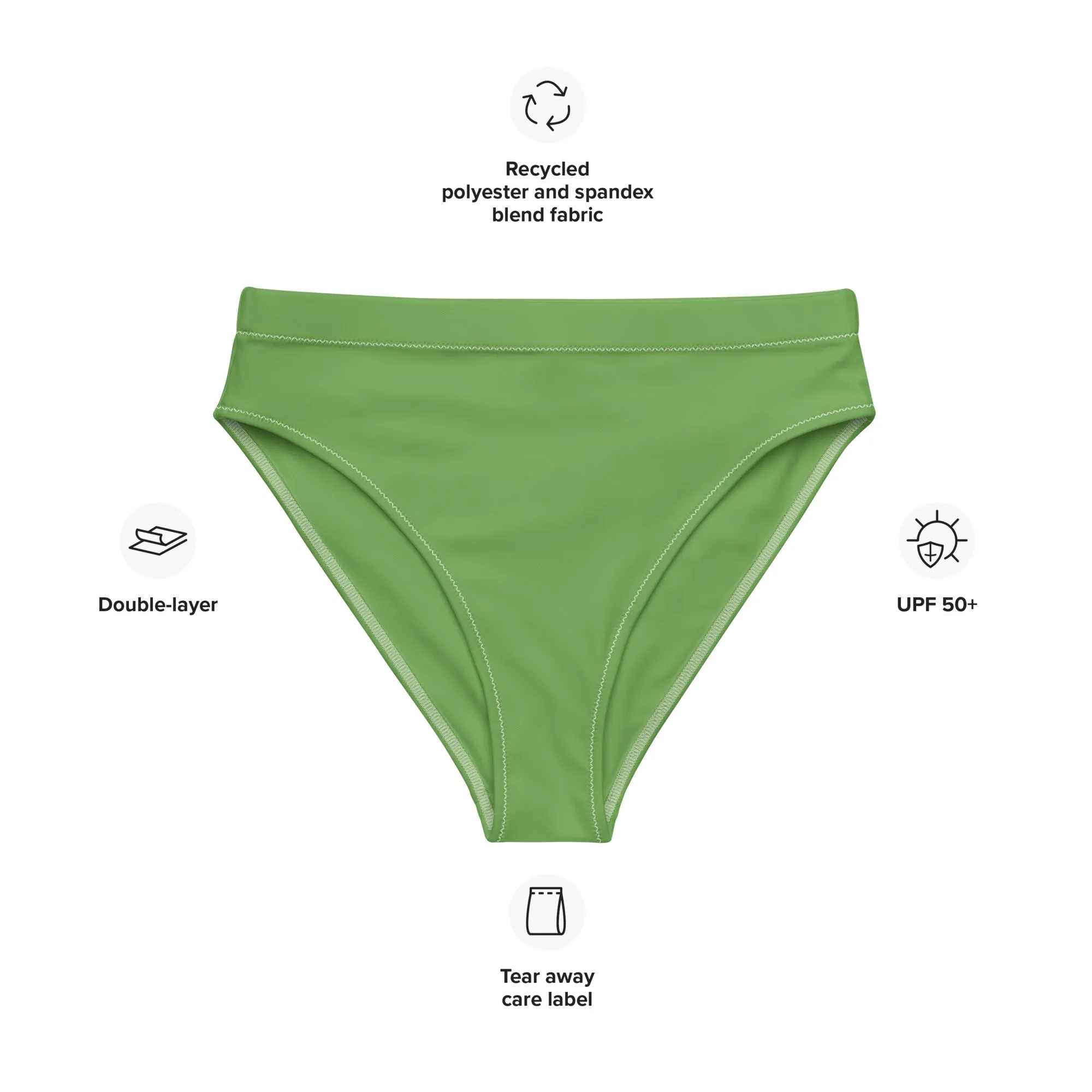 Green High Waisted Bikini Bottom (Glamourange Cheeky High Waisted Bikini Bottom With Colours)