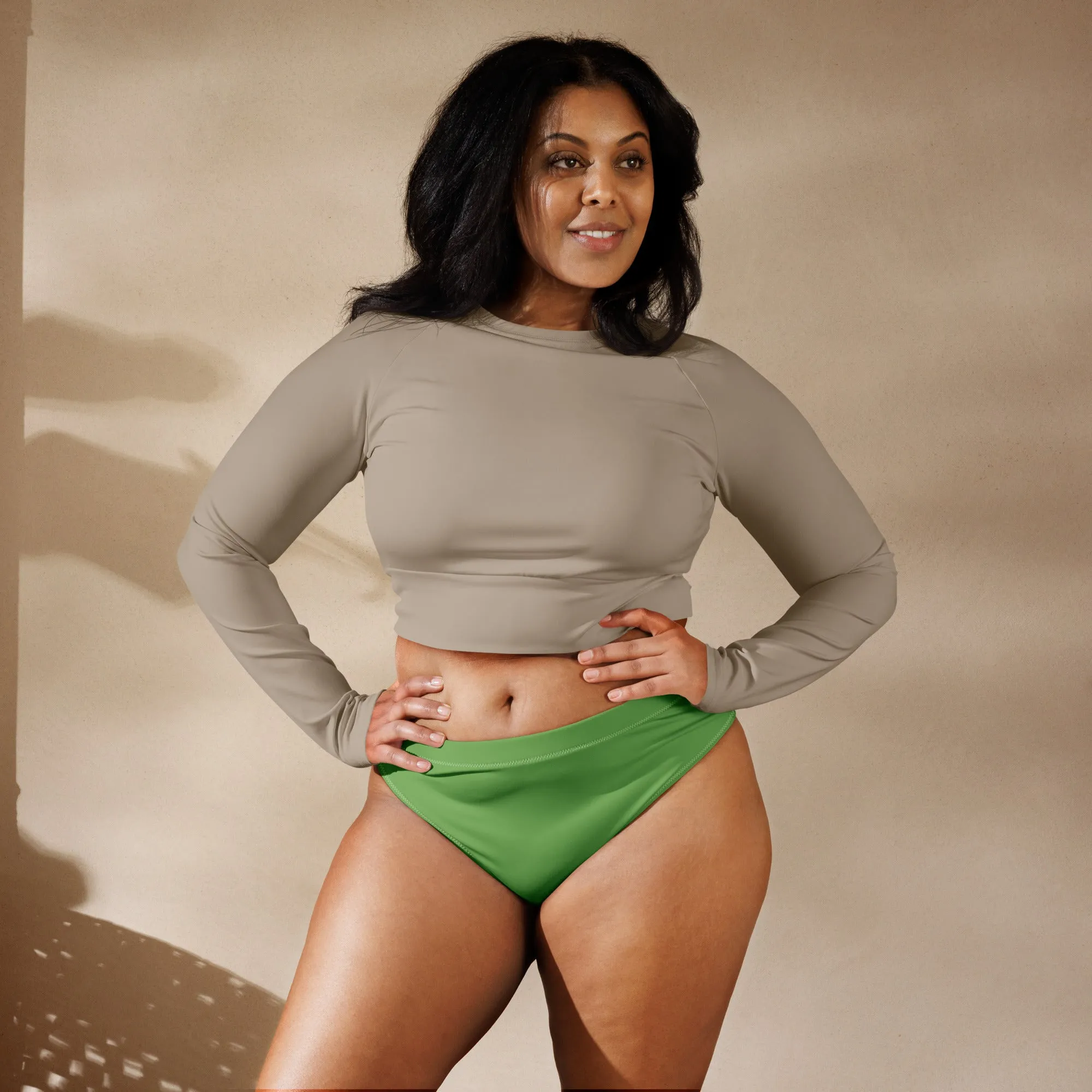 Green High Waisted Bikini Bottom (Glamourange Cheeky High Waisted Bikini Bottom With Colours)