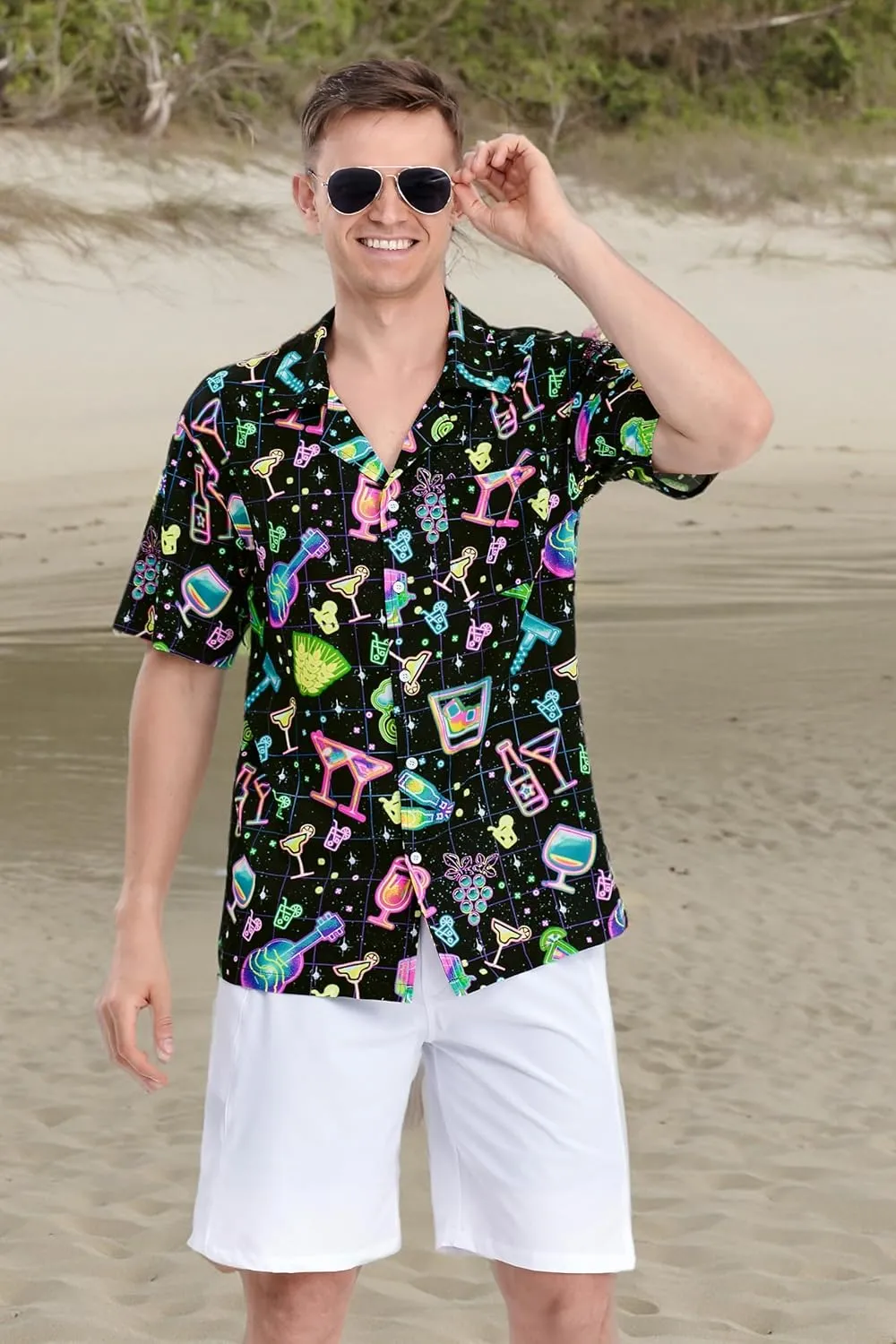 Hawaiian Shirt for Men Casual Button Down Shirt Short Sleeve Aloha Beach Shirt Party Shirt