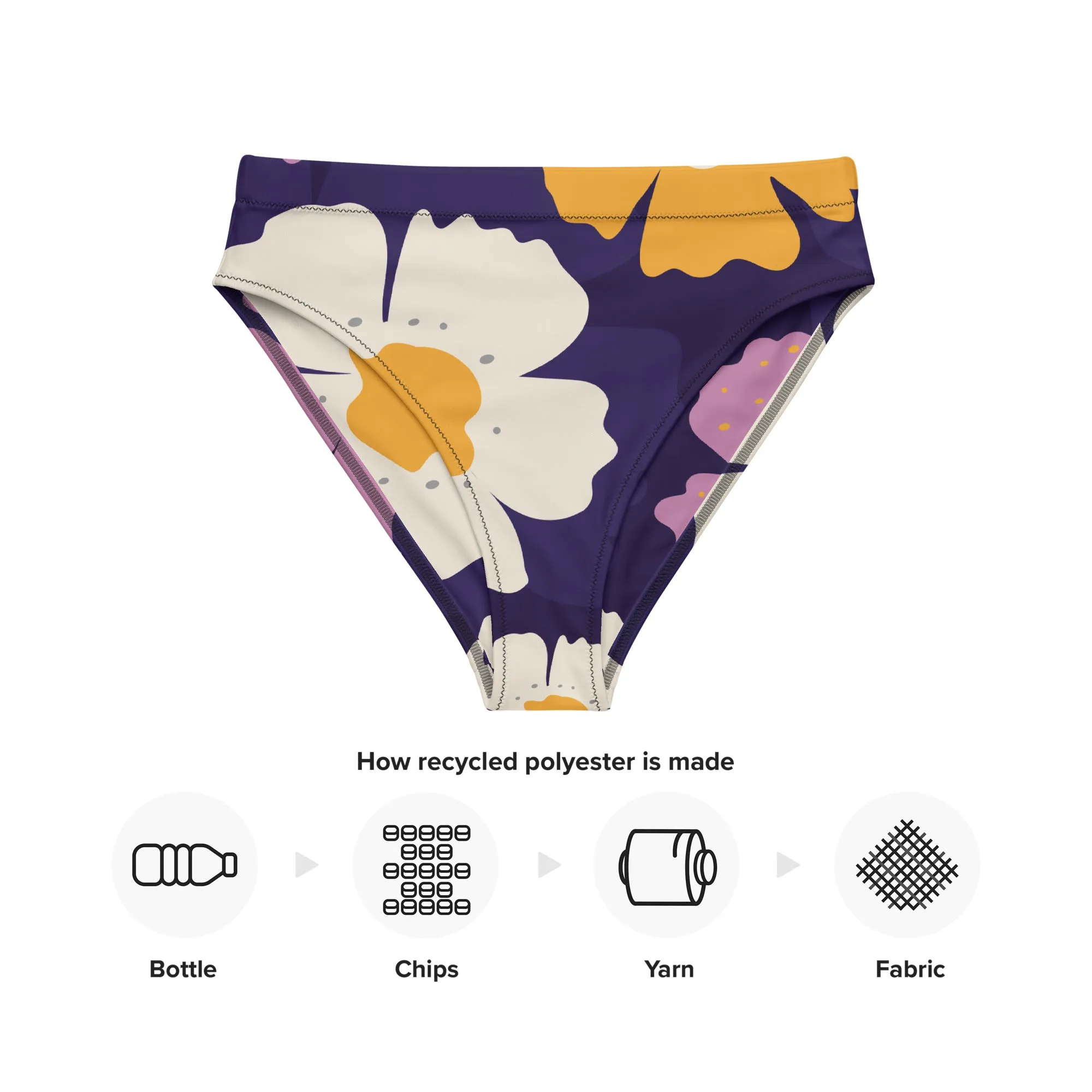 High Waisted Bikini Bottom - Floral 1 (Glamourange Cheeky High Waisted Bikini Bottom With Graphics)