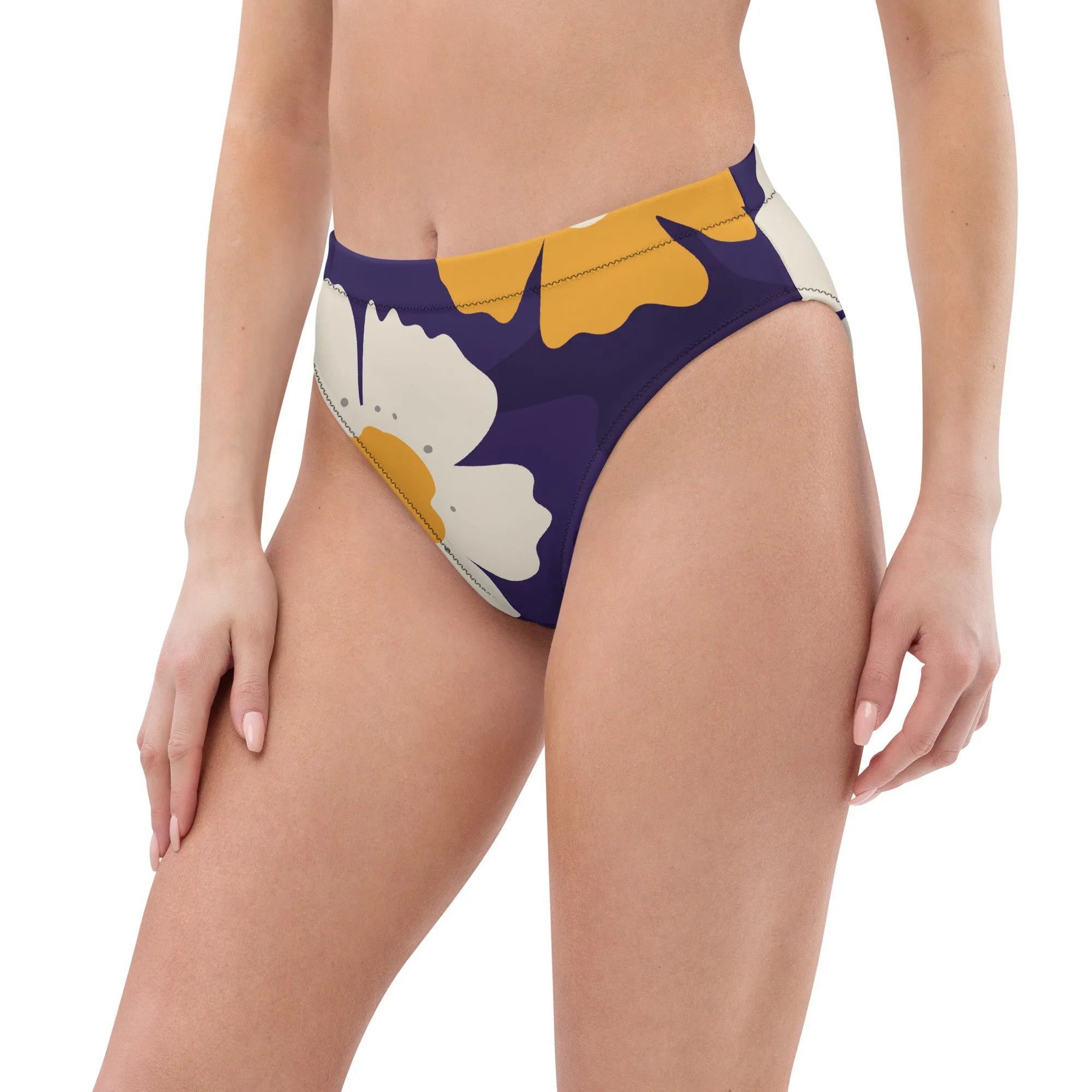 High Waisted Bikini Bottom - Floral 1 (Glamourange Cheeky High Waisted Bikini Bottom With Graphics)