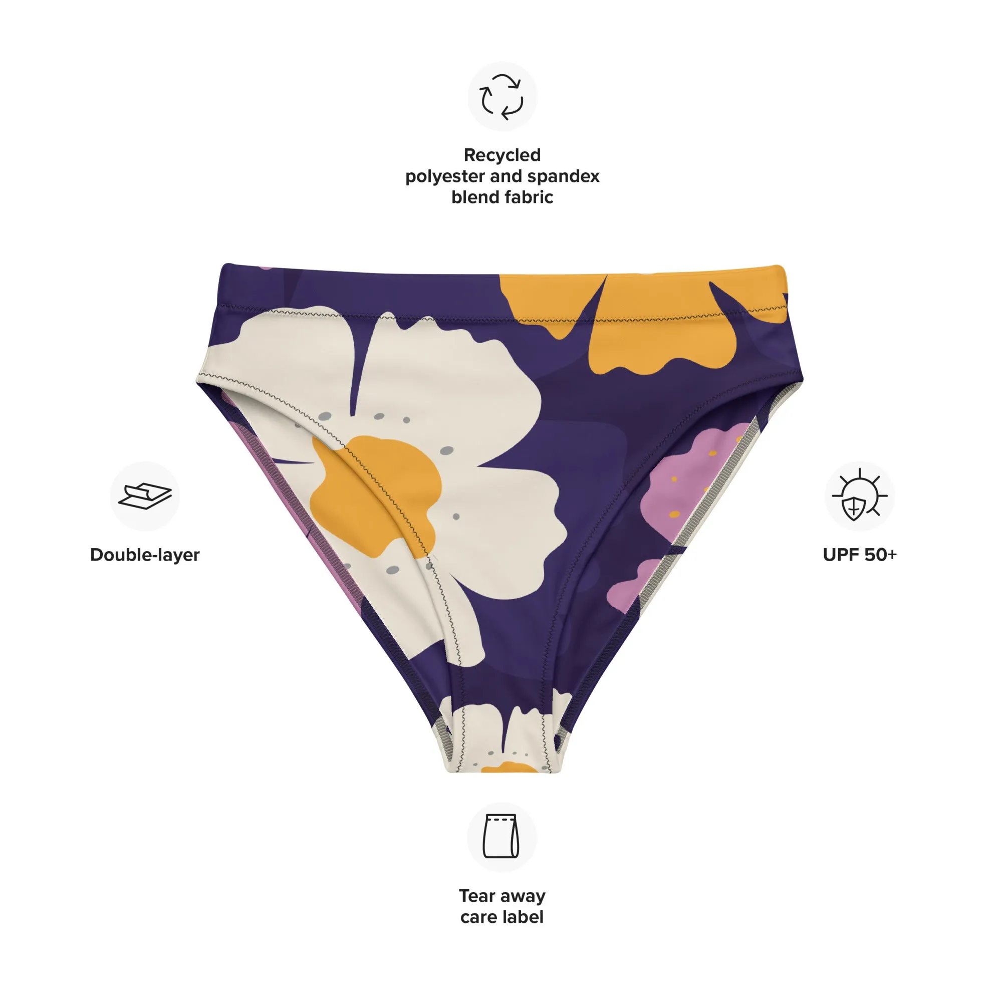 High Waisted Bikini Bottom - Floral 1 (Glamourange Cheeky High Waisted Bikini Bottom With Graphics)