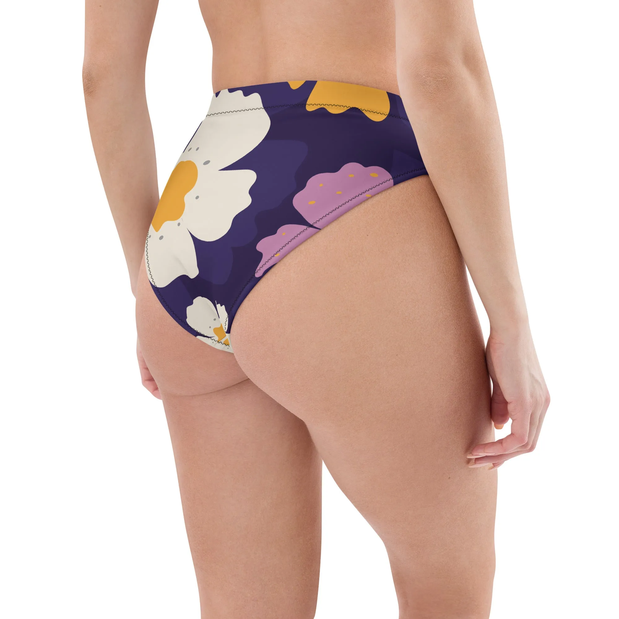 High Waisted Bikini Bottom - Floral 1 (Glamourange Cheeky High Waisted Bikini Bottom With Graphics)