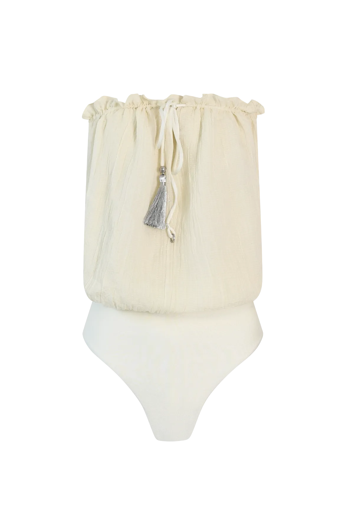 Ivory Bandeau Silk Swimsuit