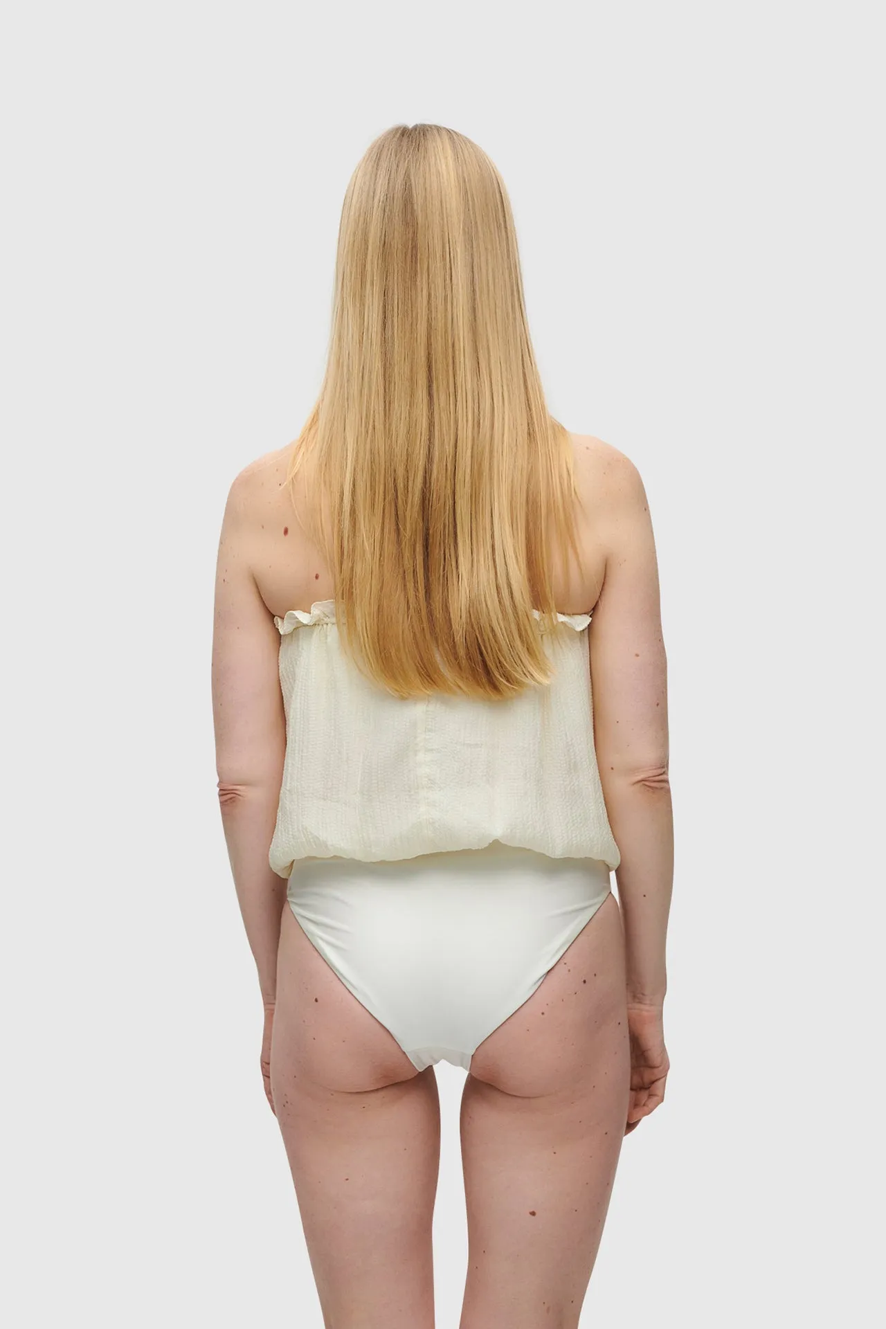 Ivory Bandeau Silk Swimsuit