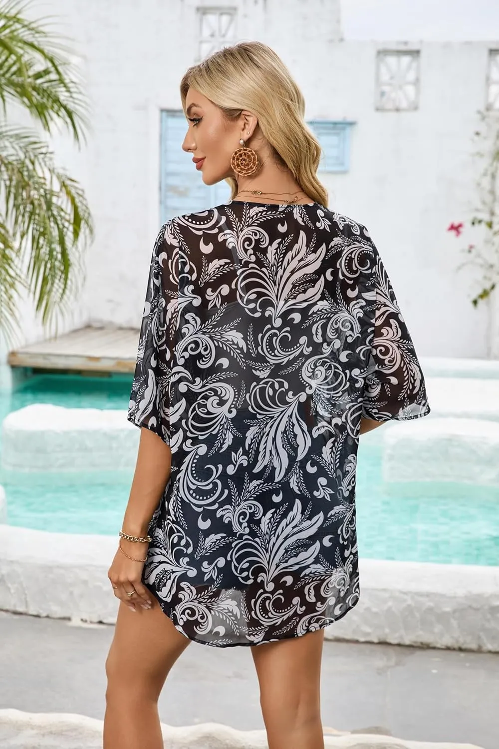 Kimonos for Women Summer Top Beach Cover up Lightweight Cardigan Floral Bathing Swimsuit Casual Tops Loose Fit