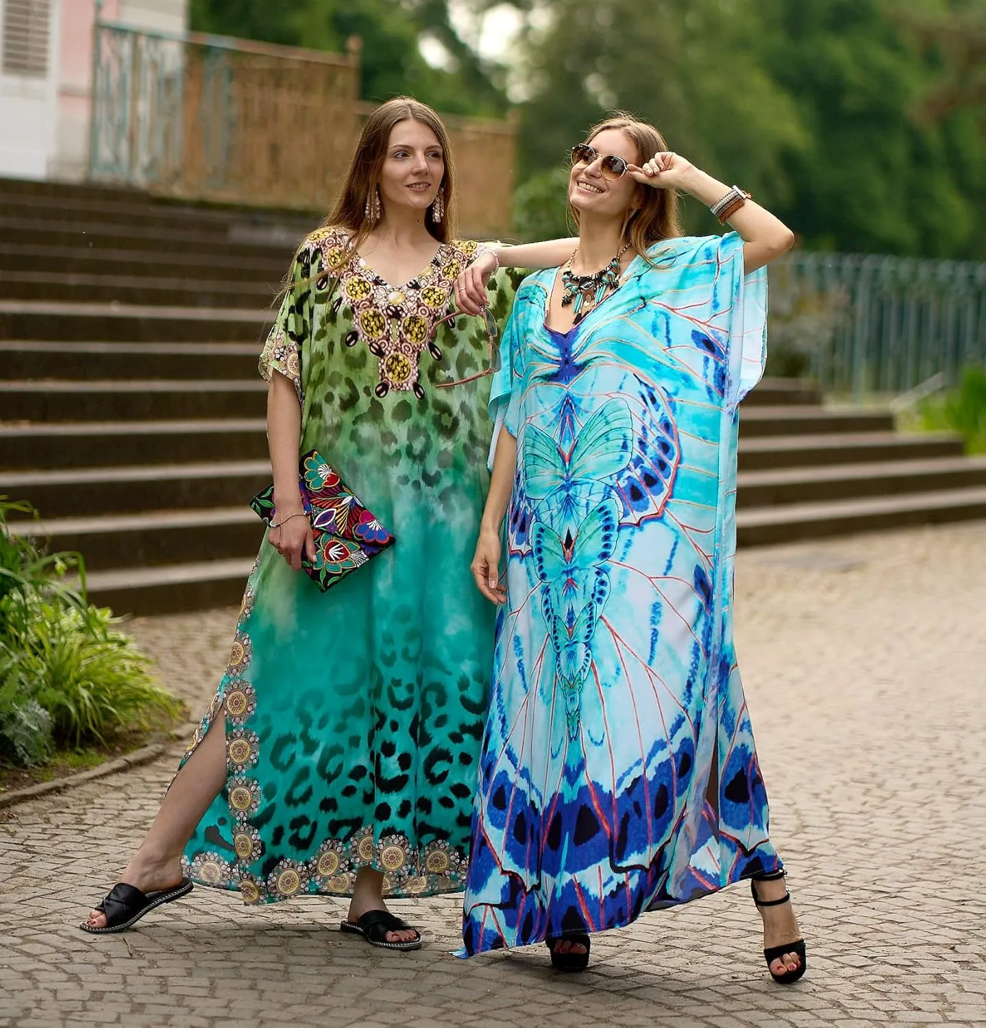 LOUSEA Caftans for Women Plus Size Swim Cover up Vneck Batwing Dress Loose fit Moroccan Caftan mumu Dresses for Women