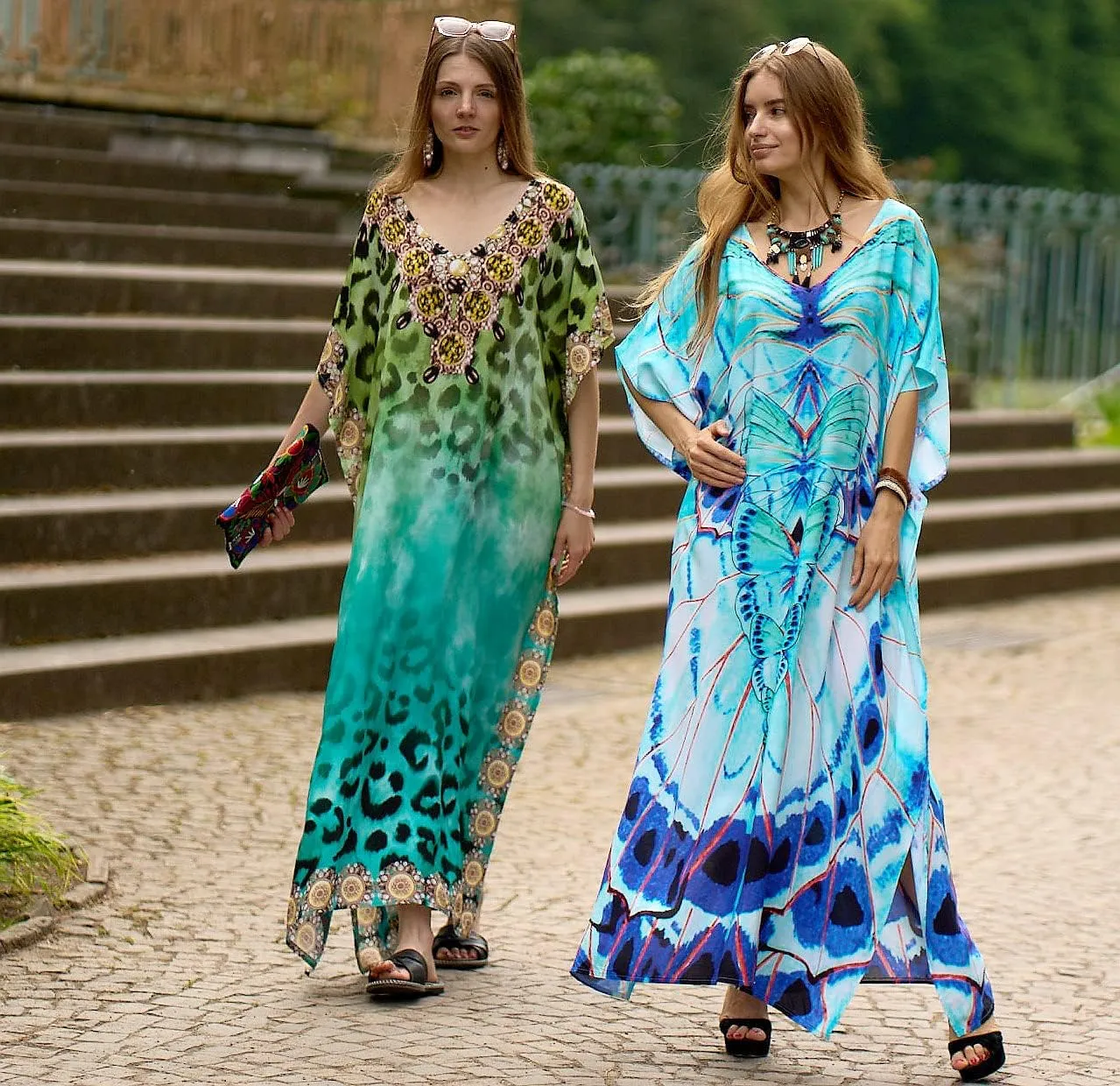 LOUSEA Caftans for Women Plus Size Swim Cover up Vneck Batwing Dress Loose fit Moroccan Caftan mumu Dresses for Women