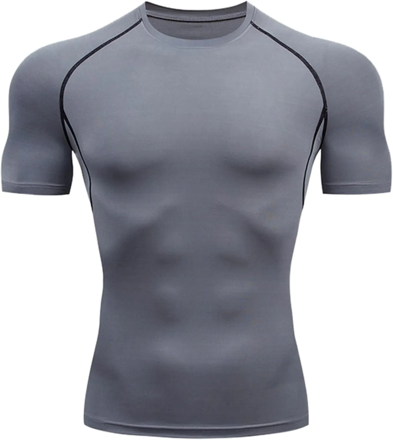 Mens Compression Shirt Short SleeveGynecomastia Tummy Control Back Support Undershirt Dry Fit Tall Slim Tees