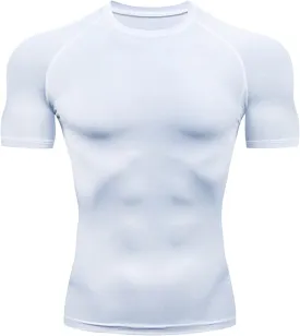 Mens Compression Shirt Short SleeveGynecomastia Tummy Control Back Support Undershirt Dry Fit Tall Slim Tees