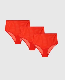 Mesh Highwaist Briefs Pack Fiery Red