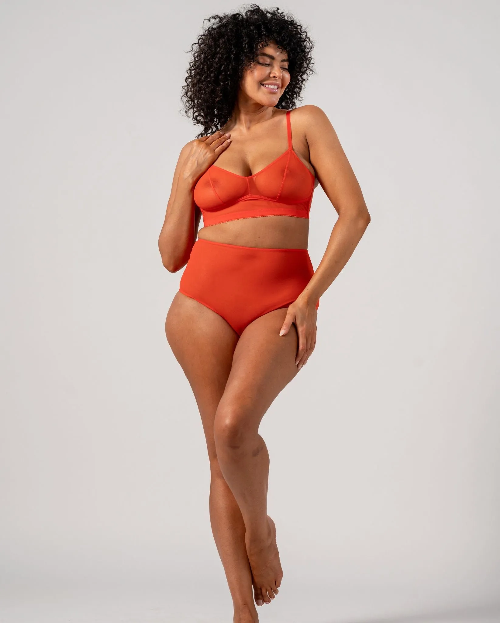 Mesh Highwaist Briefs Pack Fiery Red