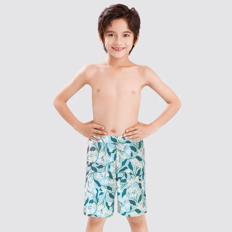 Mother-Daughter Blue Flower Print Matching Bikini Swimsuit with Skirt Set