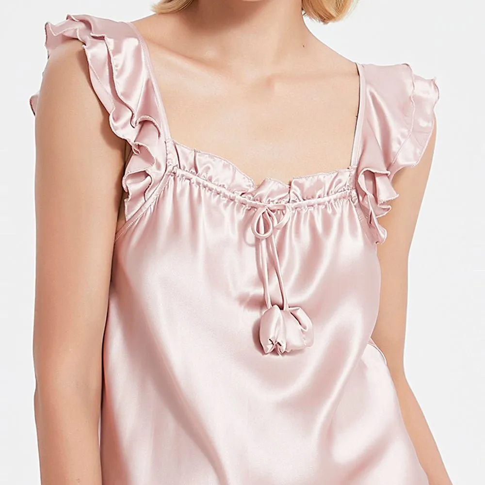 Mulberry Silk Nightdress Cute Silk Sleeveless Silk Nightgown