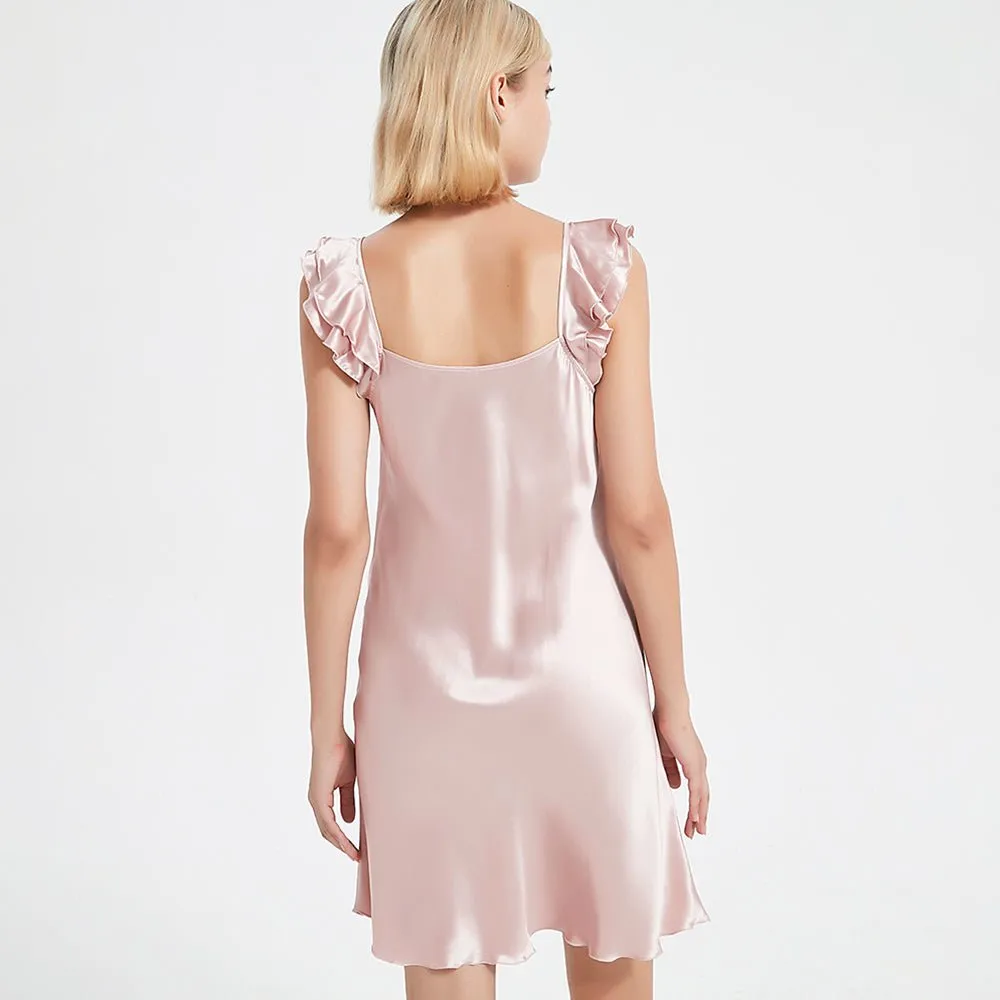 Mulberry Silk Nightdress Cute Silk Sleeveless Silk Nightgown