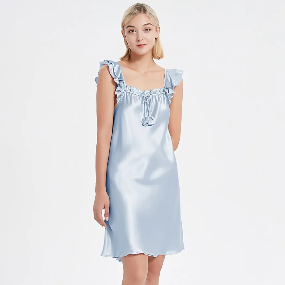 Mulberry Silk Nightdress Cute Silk Sleeveless Silk Nightgown