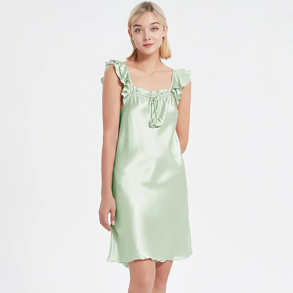Mulberry Silk Nightdress Cute Silk Sleeveless Silk Nightgown