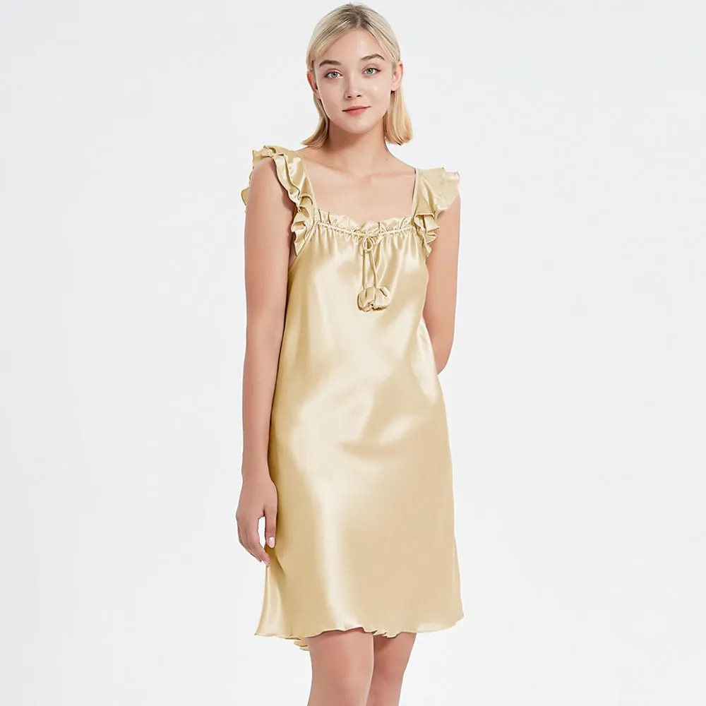 Mulberry Silk Nightdress Cute Silk Sleeveless Silk Nightgown