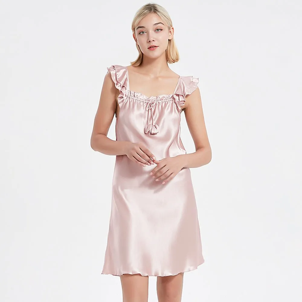 Mulberry Silk Nightdress Cute Silk Sleeveless Silk Nightgown