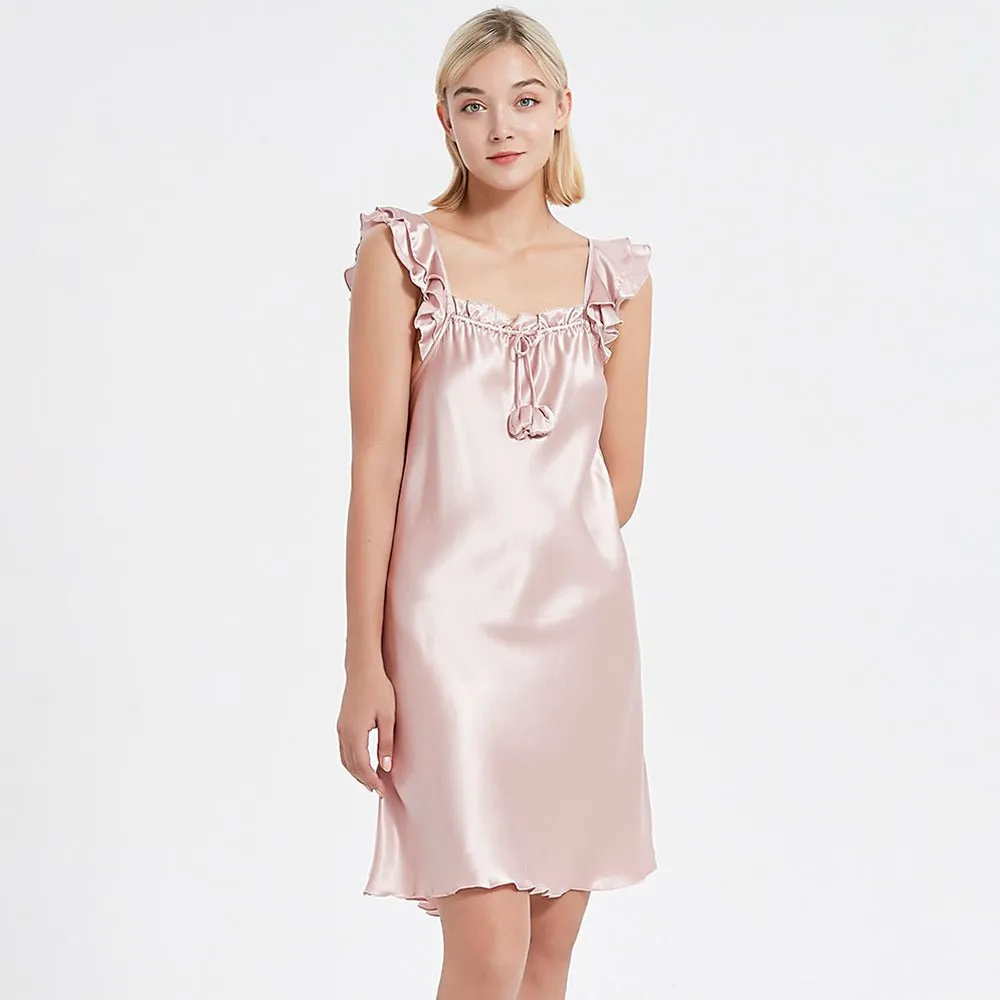 Mulberry Silk Nightdress Cute Silk Sleeveless Silk Nightgown