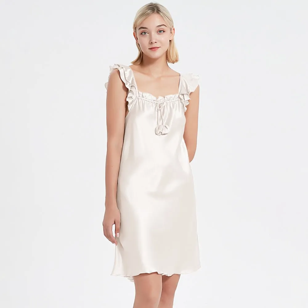 Mulberry Silk Nightdress Cute Silk Sleeveless Silk Nightgown