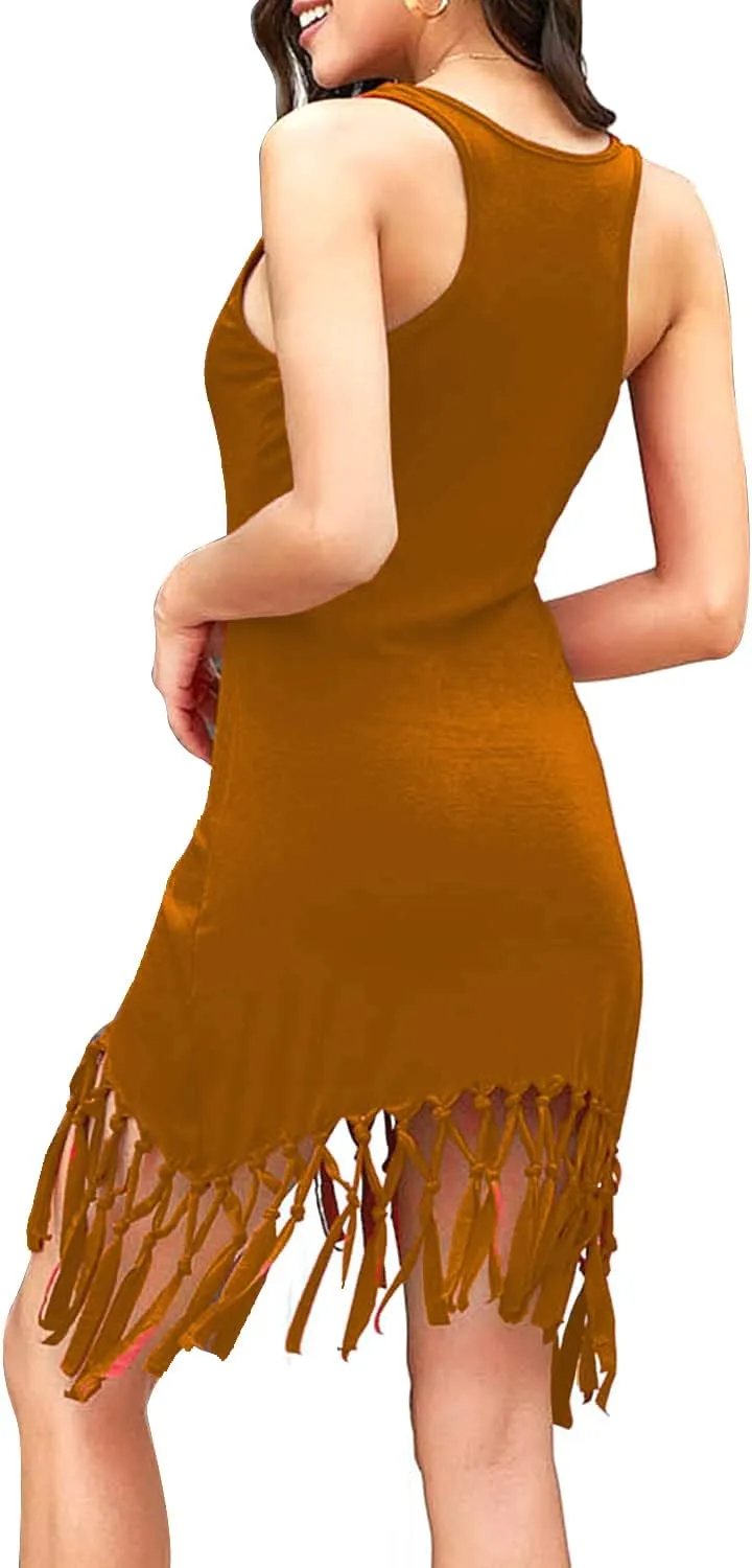 pinziko Women's Summer Swimsuit Beach Dress Bathing Suit Cover Up Vacation Fringe Dresses